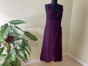 JASMINE Hand-loomed 100% Silk crinkle cocktail wedding, formal dress sz. Medium